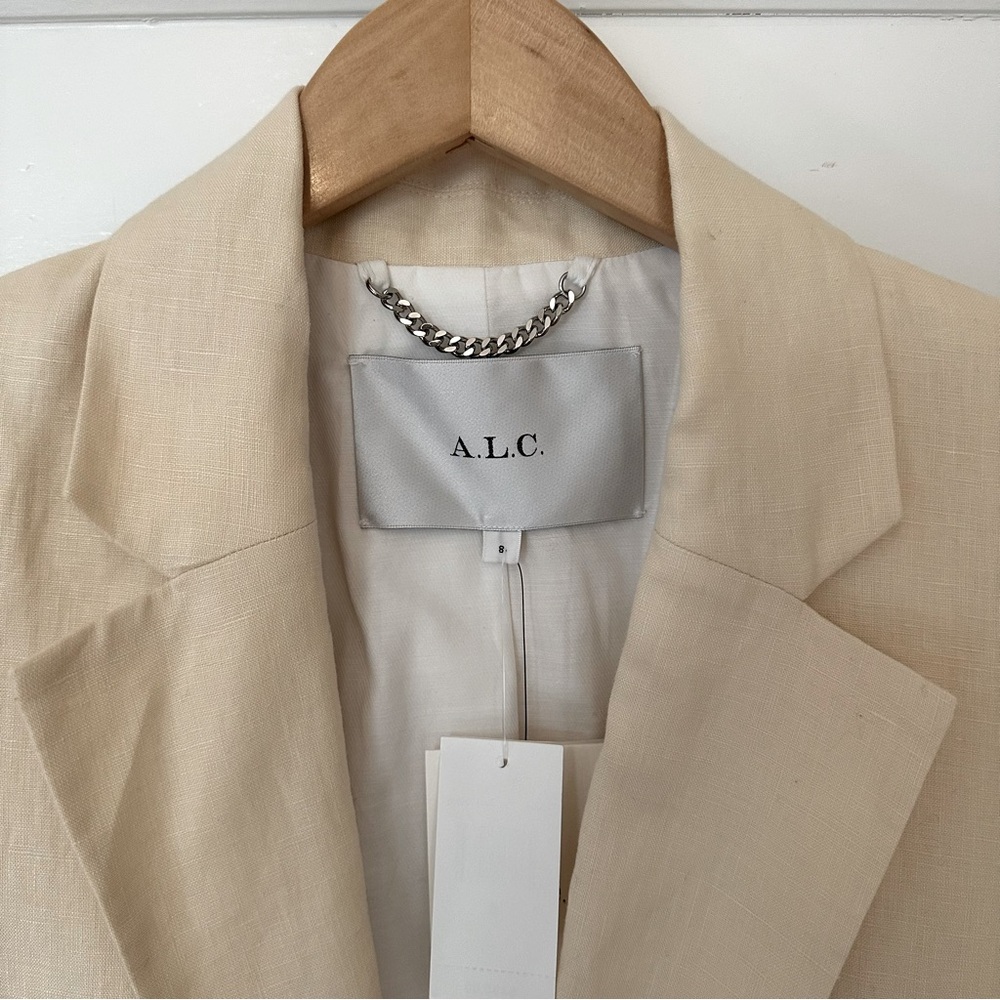 A.L.C. Arlo Single Breasted Linen Jacket Cream Long Sleeve Pockets Size 8 NWT - Picture 3 of 5